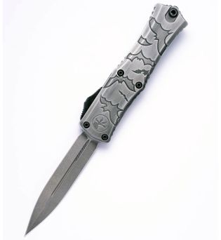Microtech Hera II Mini D/E Standard OTF Knife Signature Series Brushed Metal Jack-O'-Lantern