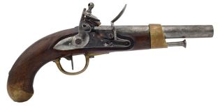 Antique French Napoleonic Model AN XIII Flintlock Cavalry 69 Caliber Pistol Maubeuge Arsenal - Collectible *1812*